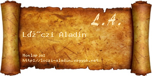 Lóczi Aladin névjegykártya